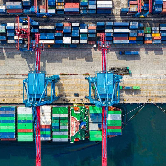 ship loaded with containers at dock