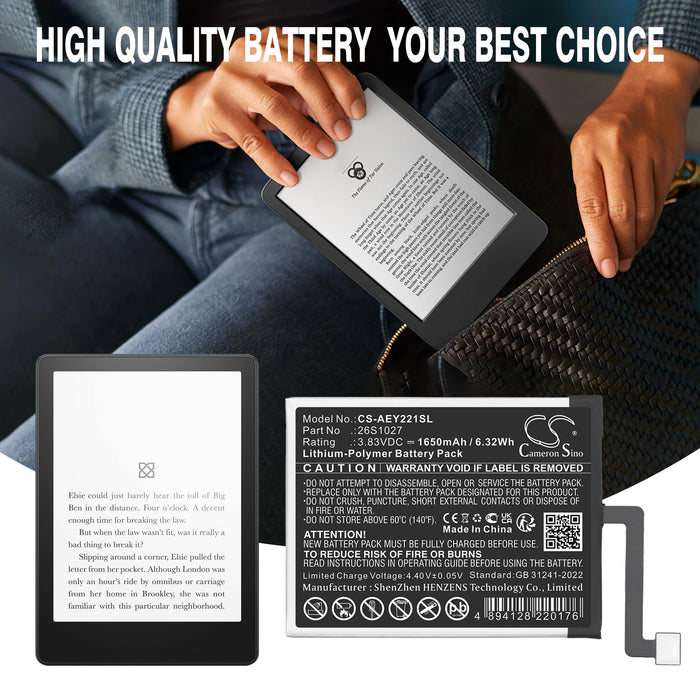 Amazon Kindle Paperwhite 11th Kindle Paperwhite 2021 M2L3EK M2L4EK eReader Replacement Battery