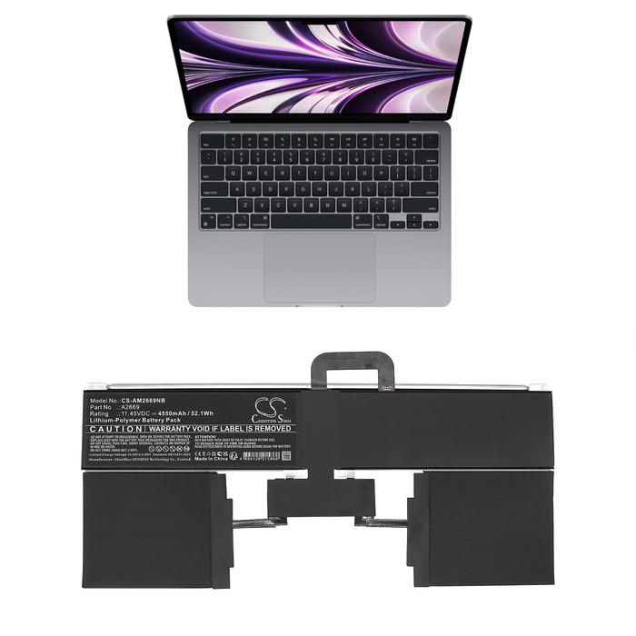 Apple A2681 EMC 4074 M2 2022 A2681 MLXW3LL A MLXX3LL A MLXY3LL A MLY03LL A MLY13LL A MLY23LL A MLY33LL A MLY43 Laptop and Notebook Replacement Battery