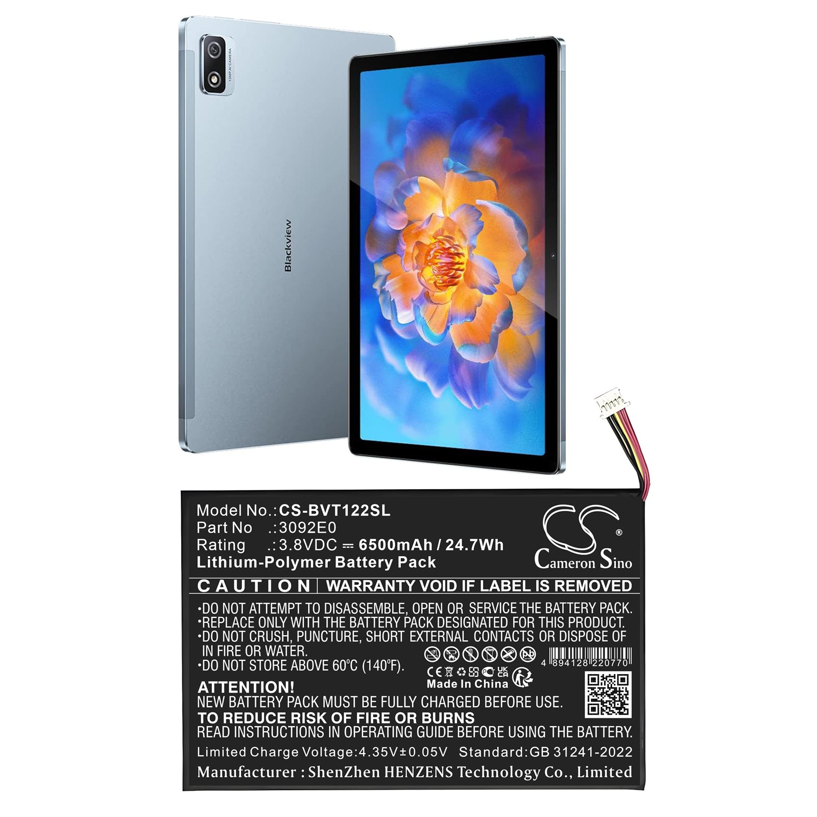 BlackView Tab 12 Pro Tablet Replacement Battery: BatteryClerk.ca