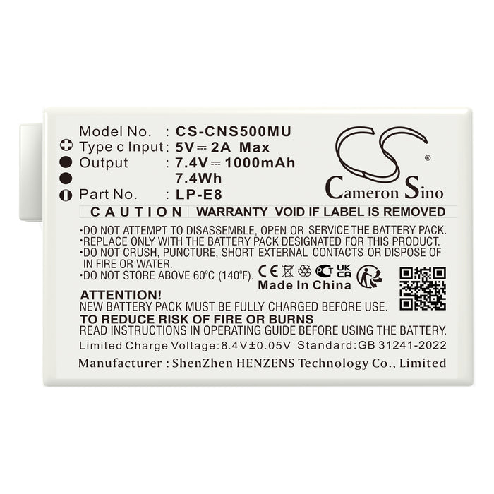 Canon EF-S EOS 550D EOS 600D EOS 650D EOS 700D EOS Kiss X4 EOS Kiss X5 EOS Kiss X6i EOS Rebel T2i EOS Rebel T3i EOS Rebel T Camera Replacement Battery