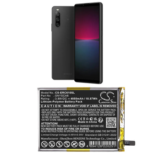 Sony A202SO PDX-225 SO-52C SOG07 XQ-CC44 XQ-CC54 XQ-CC72 Xperia 10 IV Xperia 10 IV 5G XQ-CT54 XQ-ES54 Mobile Phone Replacement Battery