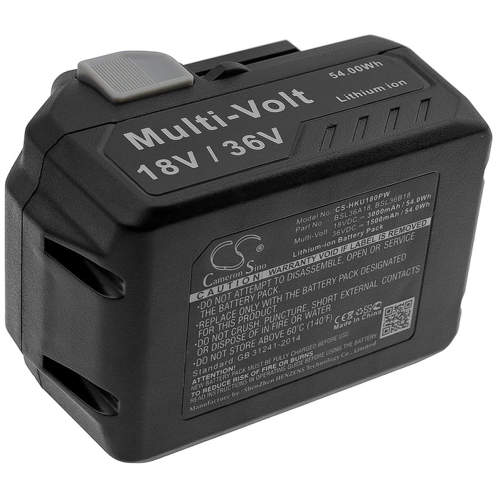 Hikoki UB18DJL,UB18DJL L0Z ,WF18DSL,WF18DSL H4Z ,CB18DBL,CB18DBL H4Z ,402933,DH18,DH36,CJ36DA,CJ36DA H2Z ,CB18DBL SP1Z  Power Tool Replacement Battery