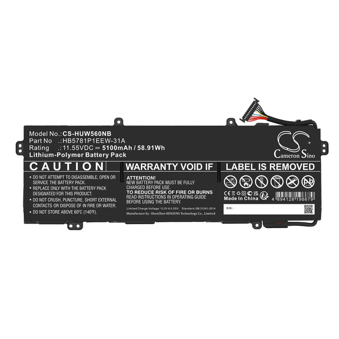 Huawei EMD-W76, HKD-W56, HKD-W58, HKD-W76, HVY-WAP9W, HVY-WAQ9, HVY-WAQ9W, MateBook 13S I5 11300H, MateBook 14 Laptop and Notebook Replacement Battery