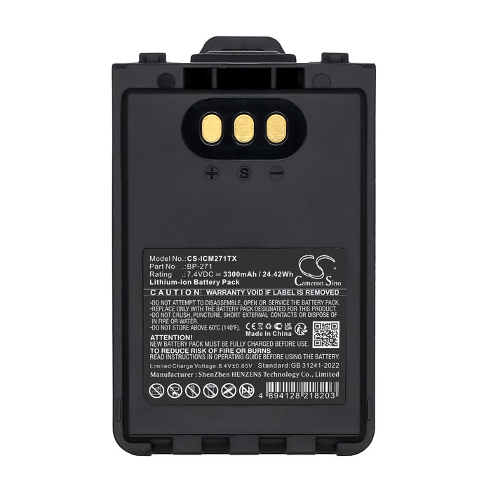 Icom IC-31A IC-31E IC-51A IC-51E 3300mAh Two Way Radio Replacement Battery