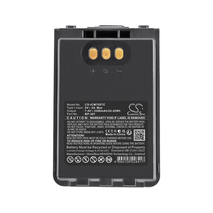 Icom IC-705 ID-31E ID-51E ID-52E IP-100H IP-501H IP-503H Two Way Radio Replacement Battery