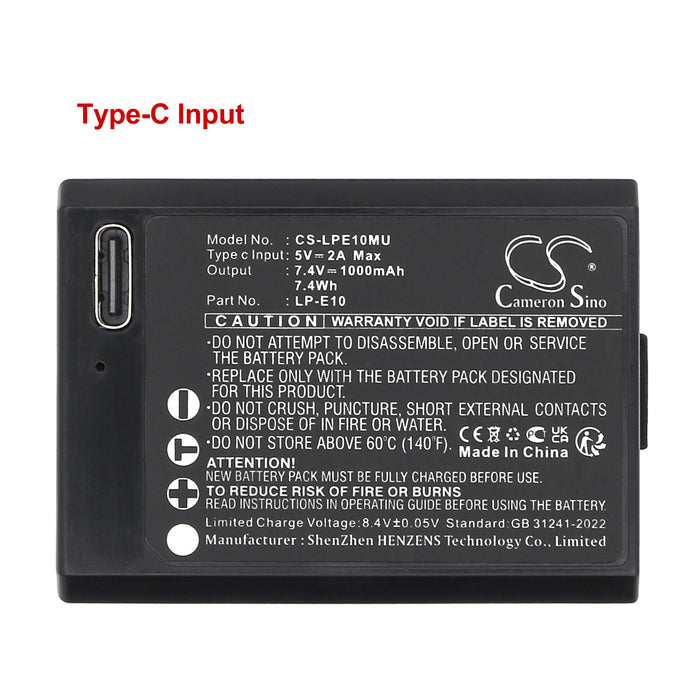 Canon DS126291 DS126491 DS126621 EOS 1100D EOS 1200D EOS 1300D EOS 4000D EOS KISS X50 EOS Kiss X70 EOS Kiss X90 EOS REBEL T Camera Replacement Battery