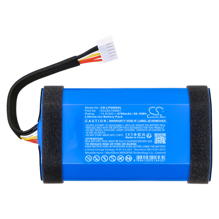 LG XBOOM Go XG9 XG9QBK.ABRALLB XG9QBK.ABRALLK XG9QBK.DEUSLLB XG9QBK.DEUSLLK 6700mAh Speaker Replacement Battery