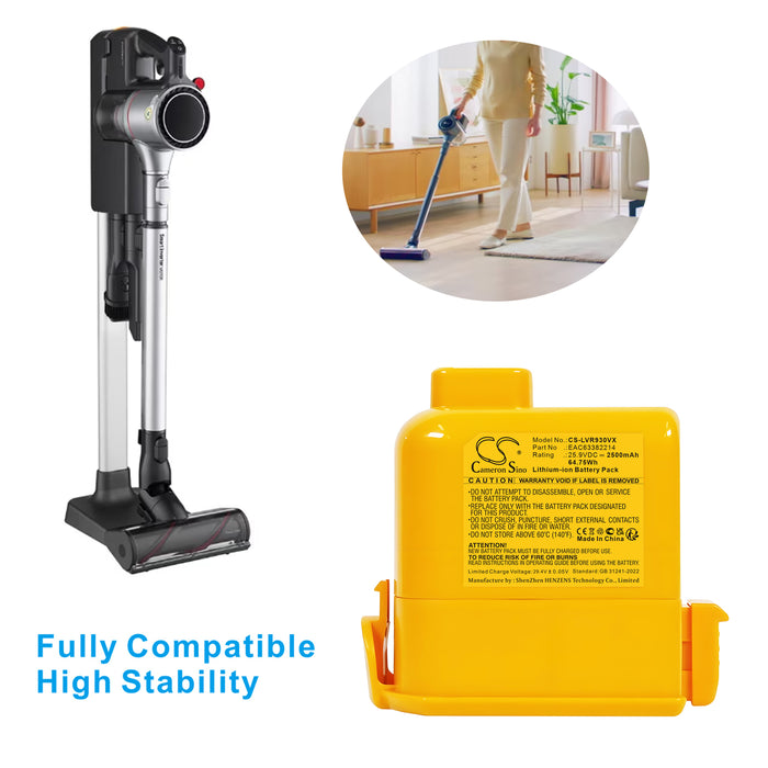 LG A9K-CORE1S A9Komp CordZero A9S CordZero A9k A9X-AUTO.EEGBLTT A9X-PRIME.FCBBLTT A9X-STEAM.DCBBLTT A9X-STEAM.ECBBLTT ART-P Vacuum Replacement Battery