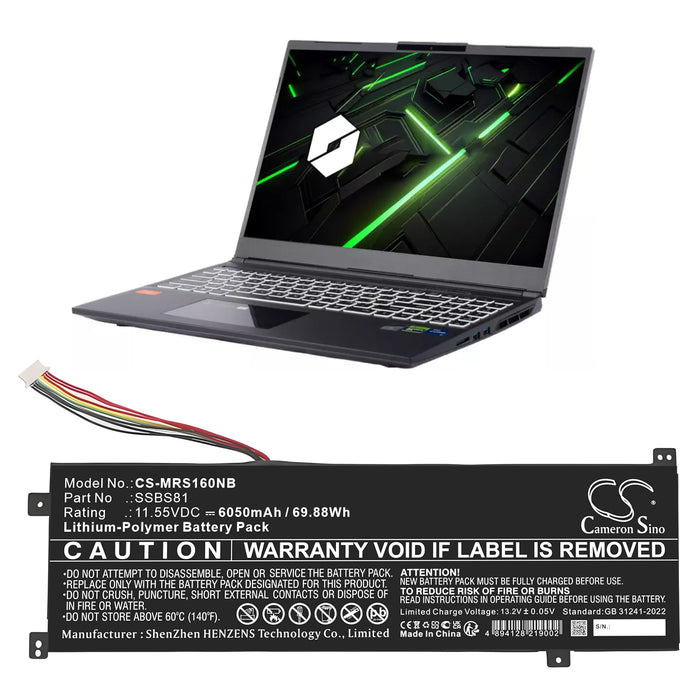 Mechrevo 16 Pro 16HD-5BB6U 16HDS-7BB6U Code 01 2022 Edition Code 10 Laptop and Notebook Replacement Battery