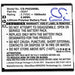 Angelcare AC320,AC337,AC327,AC527 Baby Monitor Replacement Battery