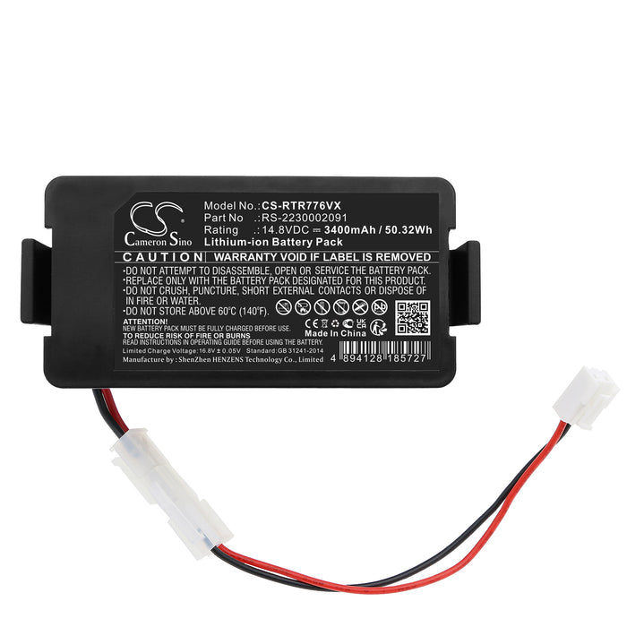 Rowenta RR7 RR 7747 WH 4Q0 RR 7755 WH 4Q0 RR7755WH4Q0 RR7747W4Q0 3400mAh Vacuum Replacement Battery
