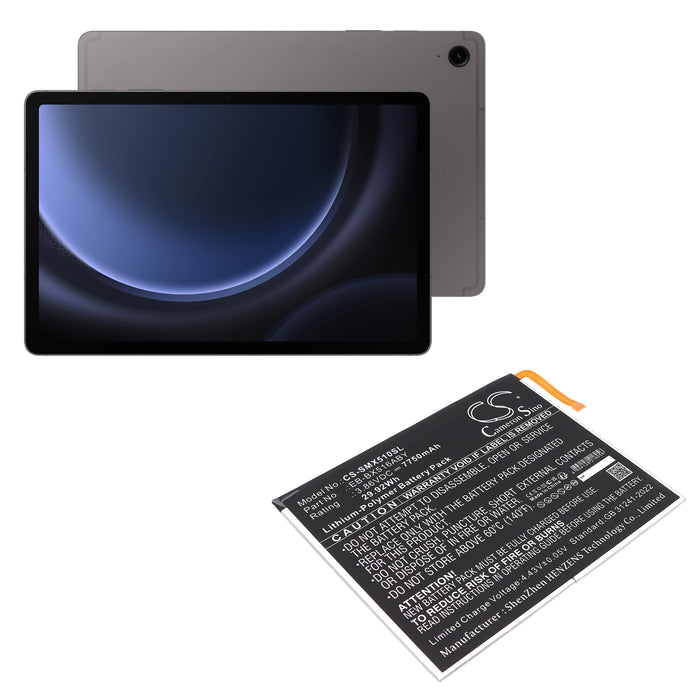 Samsung Galaxy Tab S9 FE SM-X510 SM-X510N SM-X516 SM-X516B SM-X516C SM-X516N SM-X518U Tablet Replacement Battery