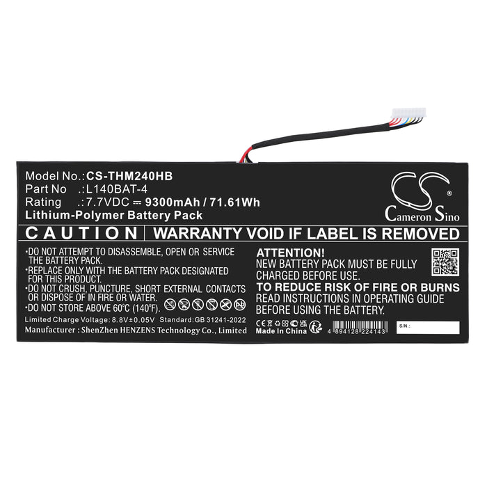 Schenker VIA 14,VIA 14 Late 2020,Work 17 Tiger Lake-H 9300mAh Laptop and Notebook Replacement Battery