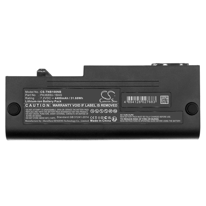 Toshiba Netbook NB100 Netbook NB100-01G Netbook NB100-111 Netbook NB100-12A Netbook NB100-10X Netbook NB100-11 Laptop and Notebook Replacement Battery