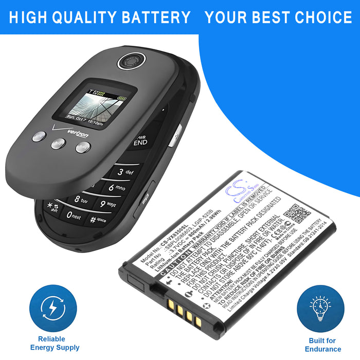 LG VX8350,VX5200,VX5400,VX5500,Helix,AX310,UX310,VX8360,LX400,LN180,MN180,MT310,Select Mobile Phone Replacement Battery