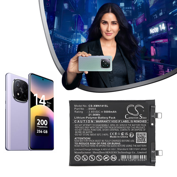 Redmi 24115RA8EC 24115RA8EG 24115RA8EI Note 14 Pro+ Mobile Phone Replacement Battery
