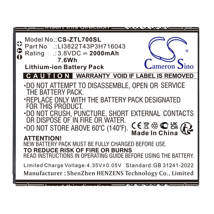 ZTE Blade A30,Blade A320,Blade L7 Mobile Phone Replacement Battery