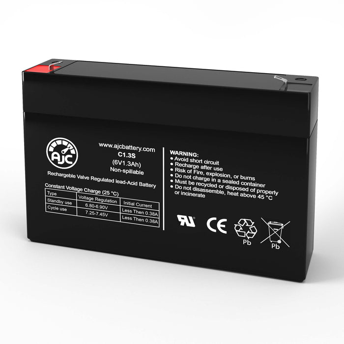 Long Way LW-3FM1.2J 6V 1.3Ah Sealed Lead Acid Replacement Battery