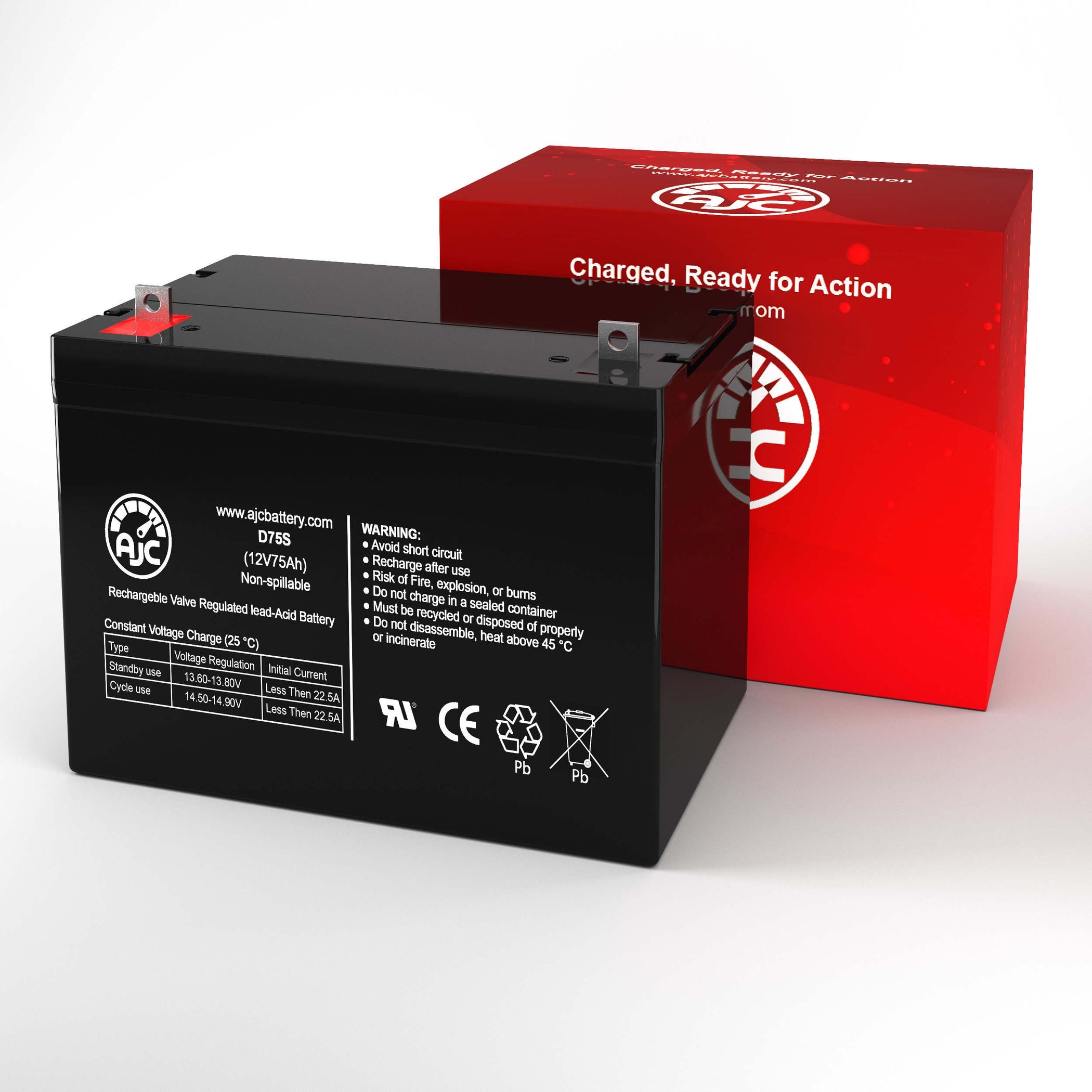 Diamèc DMU12V75AH 12V 75AH Batterie de remplacement d'acide de plomb ...