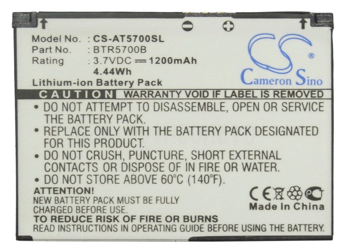 At&T SMT5700 SMT-5700 1200mAh Mobile Phone Replacement Battery-5