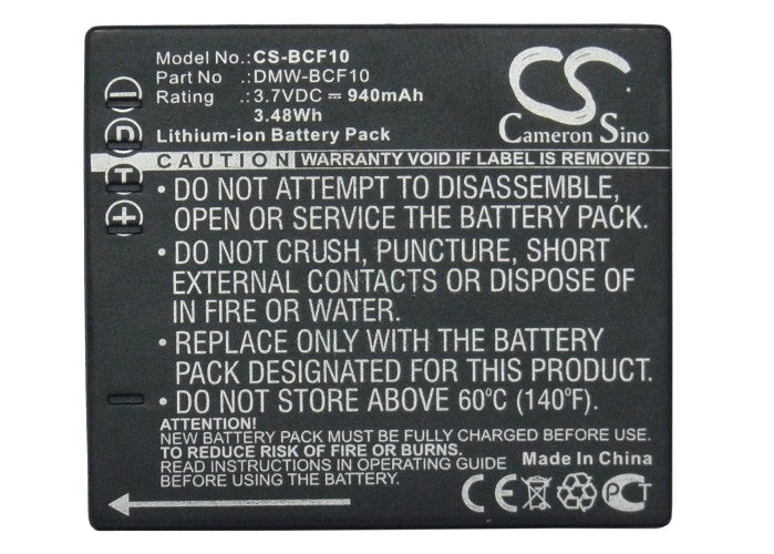 Panasonic Lumix DMC-FS4K Lumix DMC-FS8S Lumix DMC-F2K Lumix DMC-F2P Lumix DMC-F2S Lumix DMC-F3 Lumix DMC-F3K Lumix DMC-F3P  Camera Replacement Battery-5