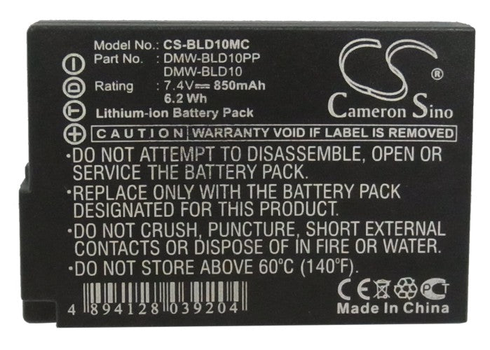 Panasonic Lumix DMC-G3 Lumix DMC-G3K Lumix DMC-G3KBODY Lumix DMC-G3KGK Lumix DMC-G3KK Lumix DMC-G3KR Lumix DMC-G3KT  850mAh Camera Replacement Battery-4