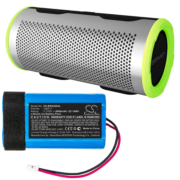 Braven Stryde 360 6800mAh Replacement Battery:  Speaker