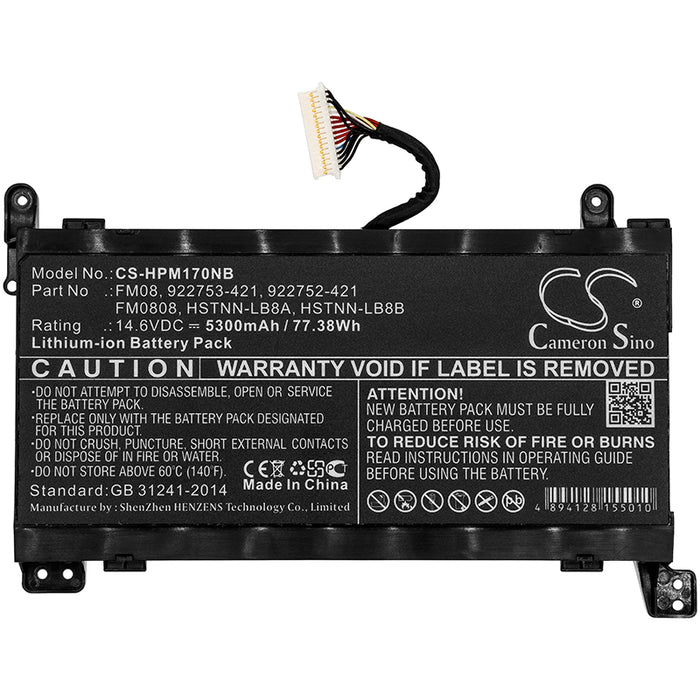 HP Omen 17-AN Omen 17-AN003NI Omen 17-AN004NO Omen 17-AN004NT Omen 17-AN005TX Omen 17-AN005UR Omen 17- 5300mAh Laptop and Notebook Replacement Battery-3