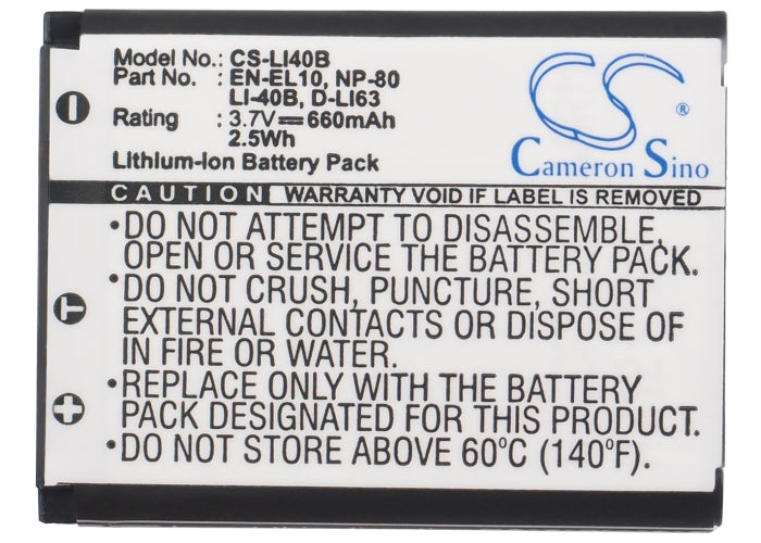 GE A1255W E1045 E1045W E1055 E1055W E1255 E1255W E1276 E1276W E1410SW E1450W E1480 E1480W E1486 E1486TW E1680W G3 WP 660mAh Camera Replacement Battery-5