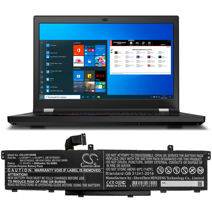 Lenovo ThinkPad P15 ThinkPad P15 Gen 1 20ST002DAU ThinkPad P15 Gen 1  20ST002FAU ThinkPad P15 Gen 1 20ST003XUS Laptop and Notebook Replacement  Battery