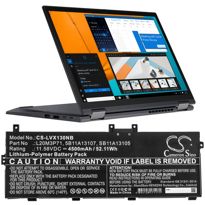 Lenovo ThinkPad X13 Yoga G2 ThinkPad X13 Yoga G2 20W80007Z ThinkPad X13 Yoga G2 20W8000TG ThinkPad X13 Yoga G2 Laptop and Notebook Replacement Battery-5