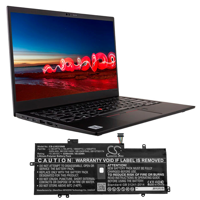 Lenovo ThinkPad X1 Carbon 2019 ThinkPad X1 Carbon 2019-20QE00 ThinkPad X1  Carbon 2020 ThinkPad X1 Carb 3250mAh Laptop and Notebook Replacement Battery