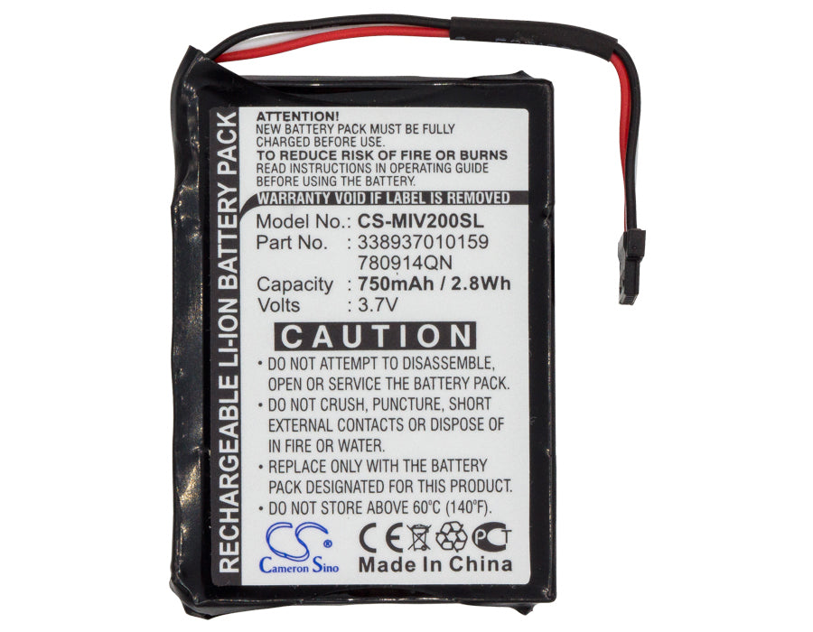 Vhbw Batterie Compatible Mitac Mio Moov 200u 200e 210 200 GPS - 750mAh 3,7V Li-ION Haute Autonomie