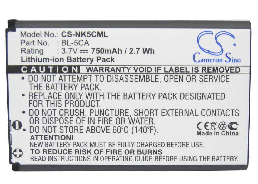 Nokia 1100 1101 1110 1110i 11 Black Barcode 750mAh Replacement Battery-5