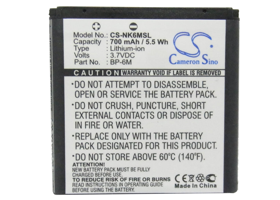 Nokia 3250 3250 XpressMusic 6151 6233 6234 6280 6288 9300 9300i N73 N73 Music Edition N77 N93 RM-153 N93 RM-55 700mAh Mobile Phone Replacement Battery-5