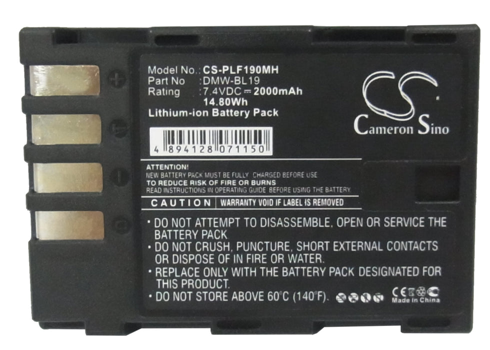 Panasonic Lumix DMC-GH3 Lumix DMC-GH3A Lumix DMC-GH3AGK Lumix DMC-GH3GK Lumix DMC-GH3H Lumix DMC-GH3HGK Lumix DMC-G 2000mAh Camera Replacement Battery-5