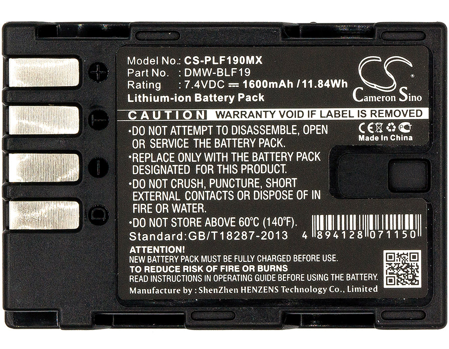 Panasonic Lumix DMC-GH3 Lumix DMC-GH3A Lumix DMC-GH3AGK Lumix DMC-GH3GK Lumix DMC-GH3H Lumix DMC-GH3HGK Lumix DMC-G 1600mAh Camera Replacement Battery-3