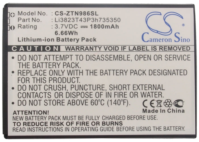 ZTE Allstar Avid Plus Avid Plus LTE Avid Trio Geek Geek V975 Grand S Pro Grand X Grand X Z777 Imperial 2 Impe 1800mAh Mobile Phone Replacement Battery-5