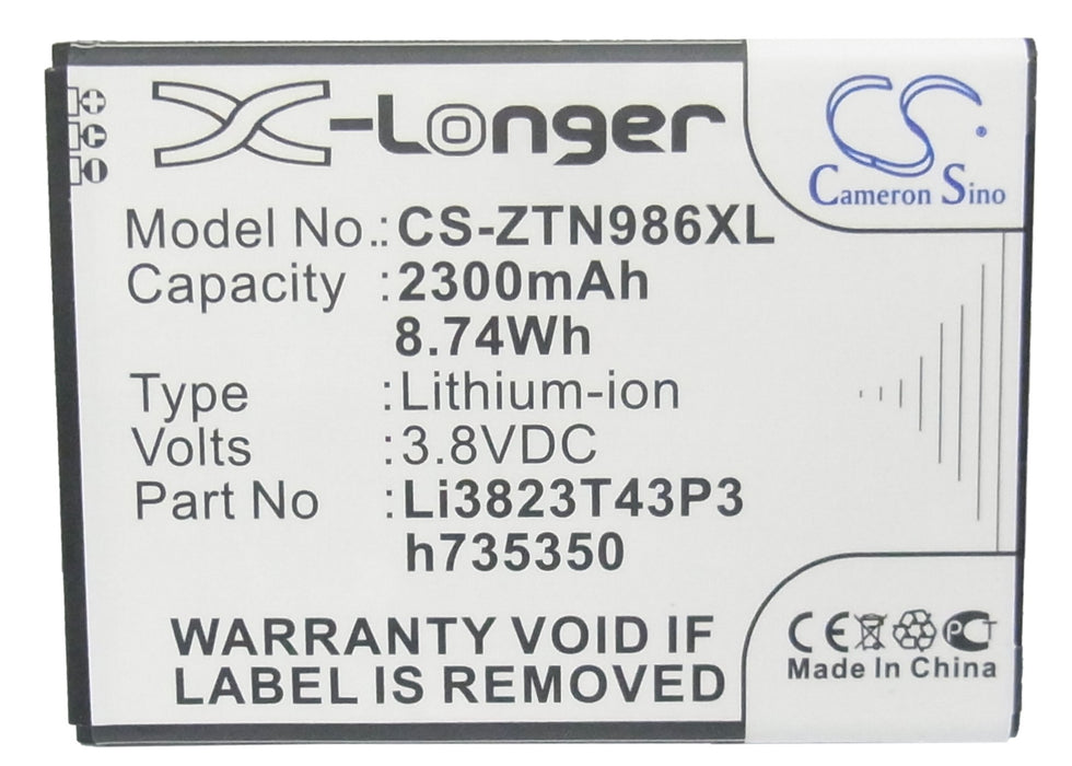 ZTE Allstar Avid Plus Avid Plus LTE Avid Trio Geek Geek V975 Grand S Pro Grand X Grand X Z777 Imperial 2 Impe 2300mAh Mobile Phone Replacement Battery-5